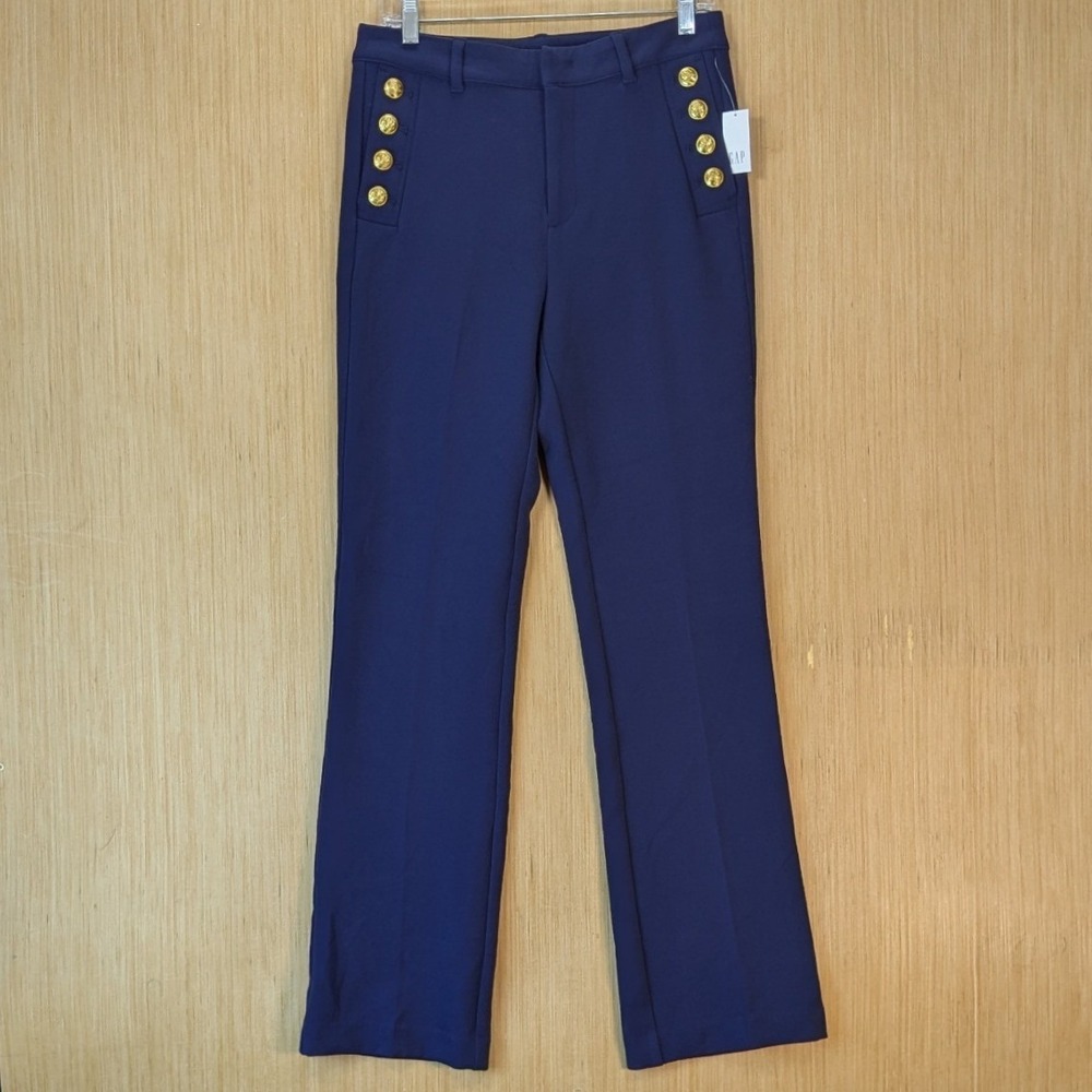Gap Womens Preppy Nautical Old Money Navy Blue Sailor Pants Size 8 High Rise NEW
